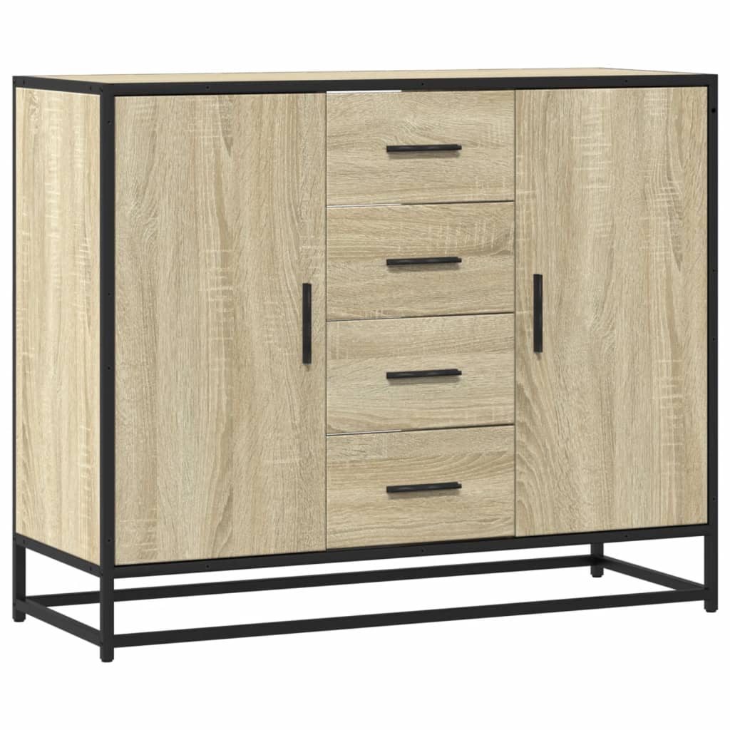 vidaXL Dressoir 92x35x76 cm bewerkt hout bruin eikenkleurig - Aashly