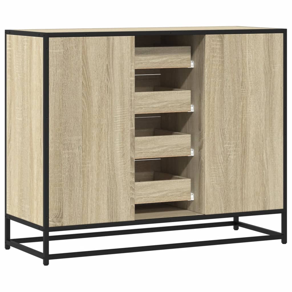 vidaXL Dressoir 92x35x76 cm bewerkt hout bruin eikenkleurig - Aashly