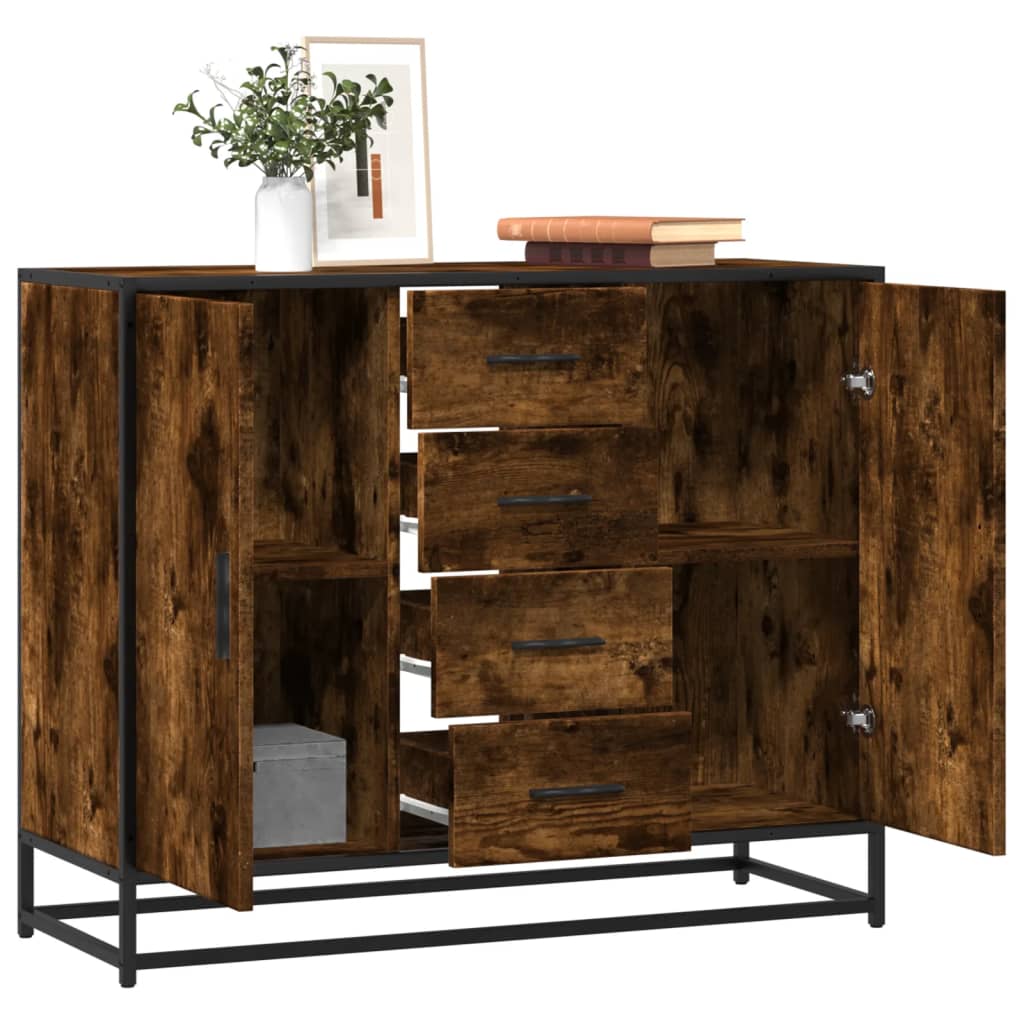 vidaXL Dressoir 92x35x76 cm bewerkt hout bruin eikenkleurig - Aashly
