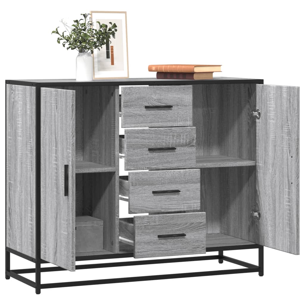 vidaXL Dressoir 92x35x76 cm bewerkt hout bruin eikenkleurig - Aashly