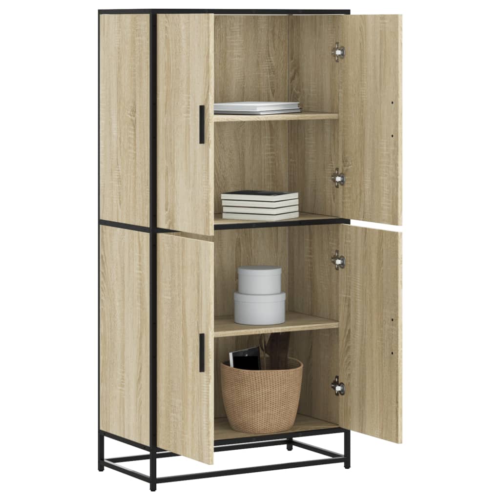 vidaXL Hoge kast 68x35x139 cm bewerkt hout bruin eikenkleurig - Aashly