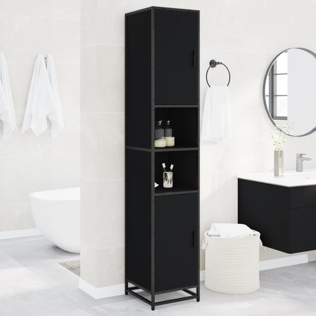 vidaXL Badkamerkast 35x37,5x188,5 cm hout en metaal sonoma eikenkleur - Aashly