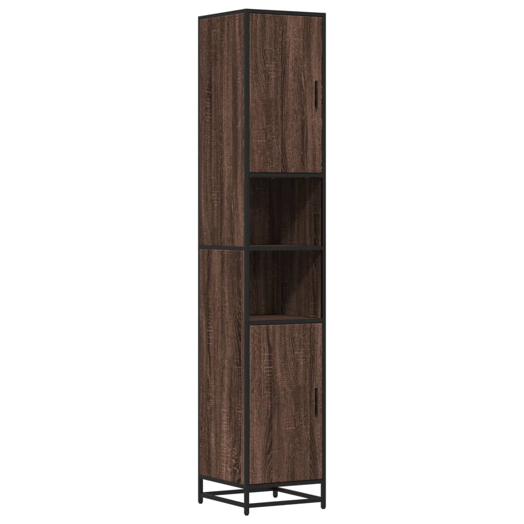 vidaXL Badkamerkast 35x37,5x188,5 cm hout en metaal sonoma eikenkleur - Aashly