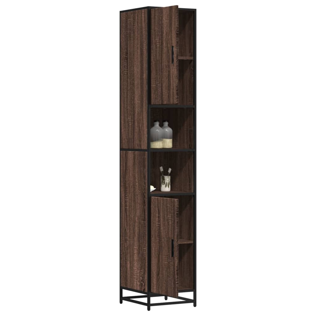 vidaXL Badkamerkast 35x37,5x188,5 cm hout en metaal sonoma eikenkleur - Aashly