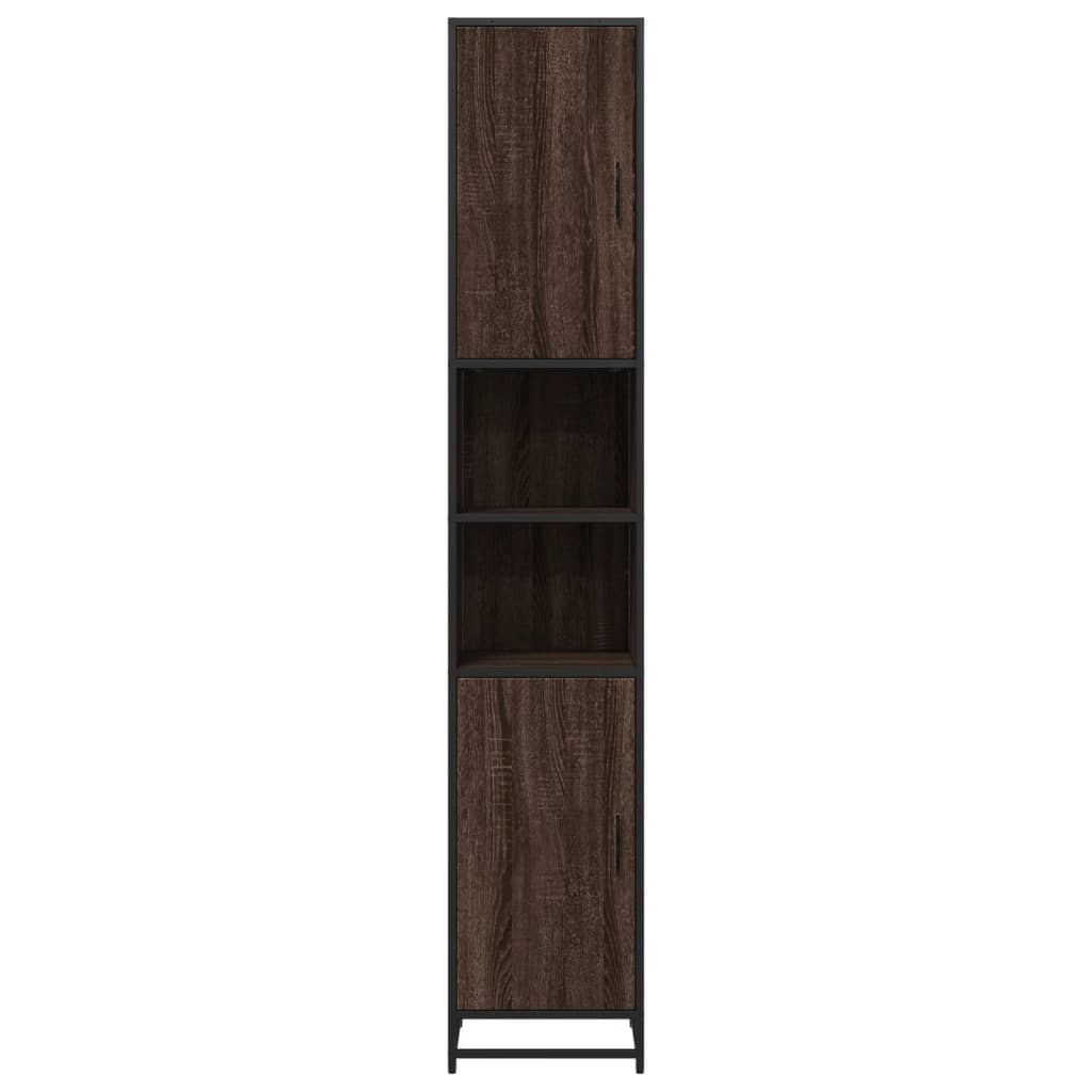vidaXL Badkamerkast 35x37,5x188,5 cm hout en metaal sonoma eikenkleur - Aashly