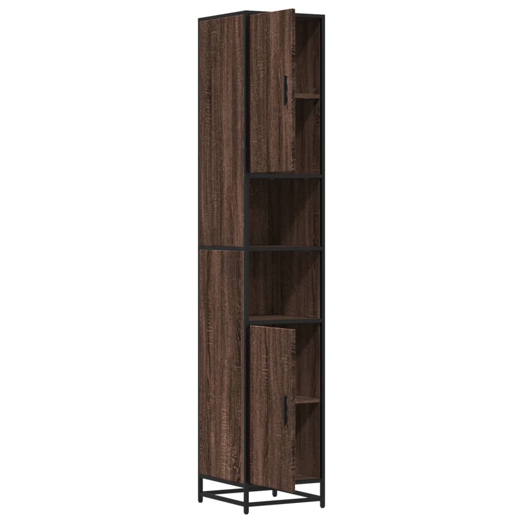 vidaXL Badkamerkast 35x37,5x188,5 cm hout en metaal sonoma eikenkleur - Aashly