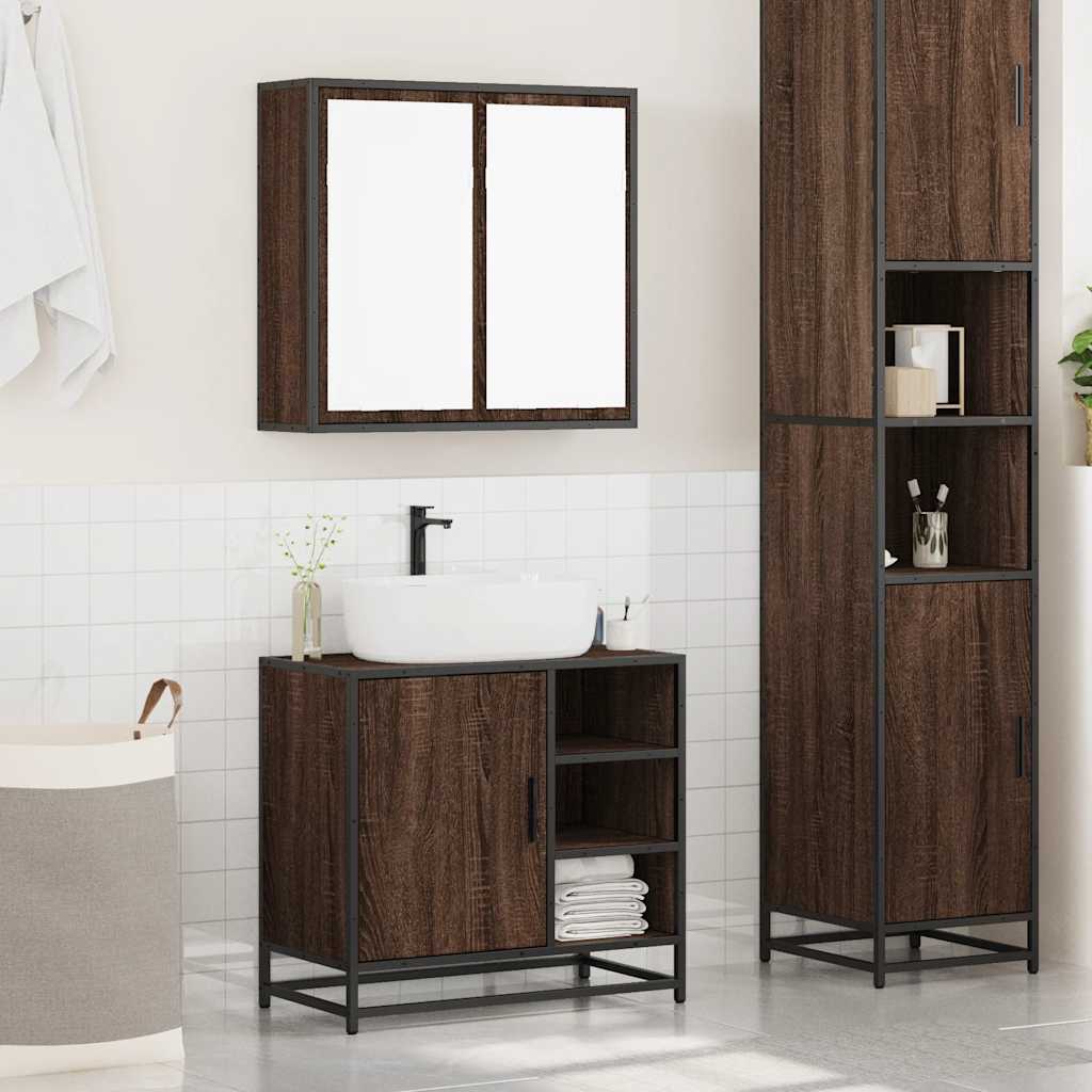 vidaXL 2-delige Badkamermeubelset bewerkt hout sonoma eikenkleurig - Aashly