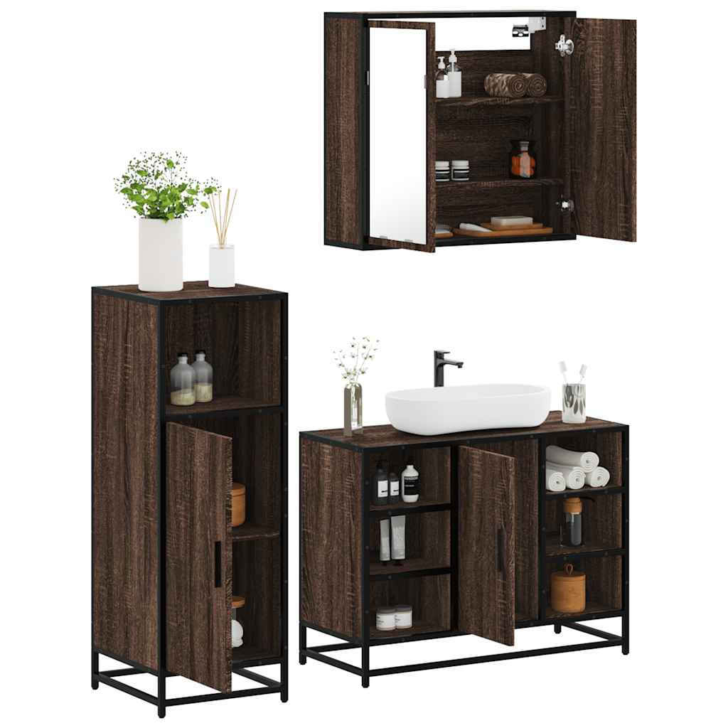 vidaXL 3-delige Badkamermeubelset bewerkt hout sonoma eikenkleurig - Aashly