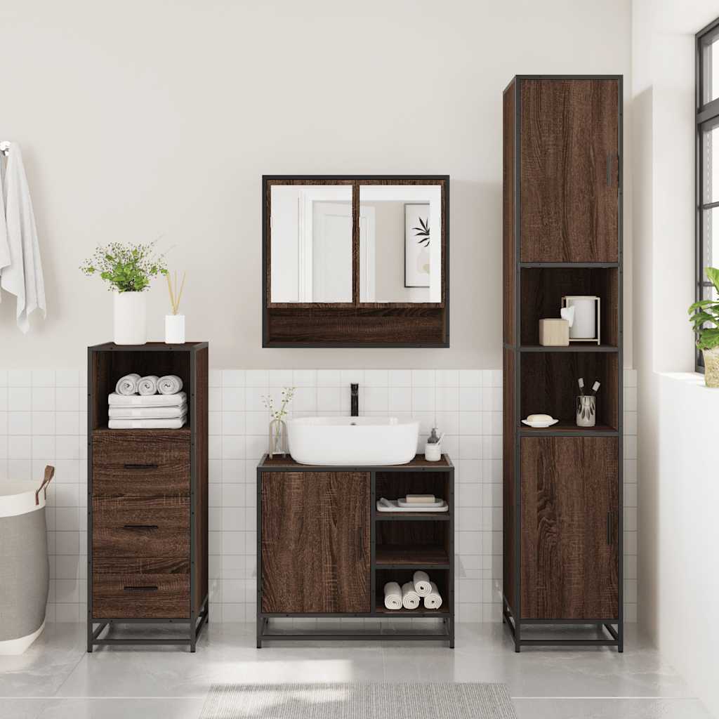vidaXL 3-delige Badkamermeubelset bewerkt hout sonoma eikenkleurig - Aashly