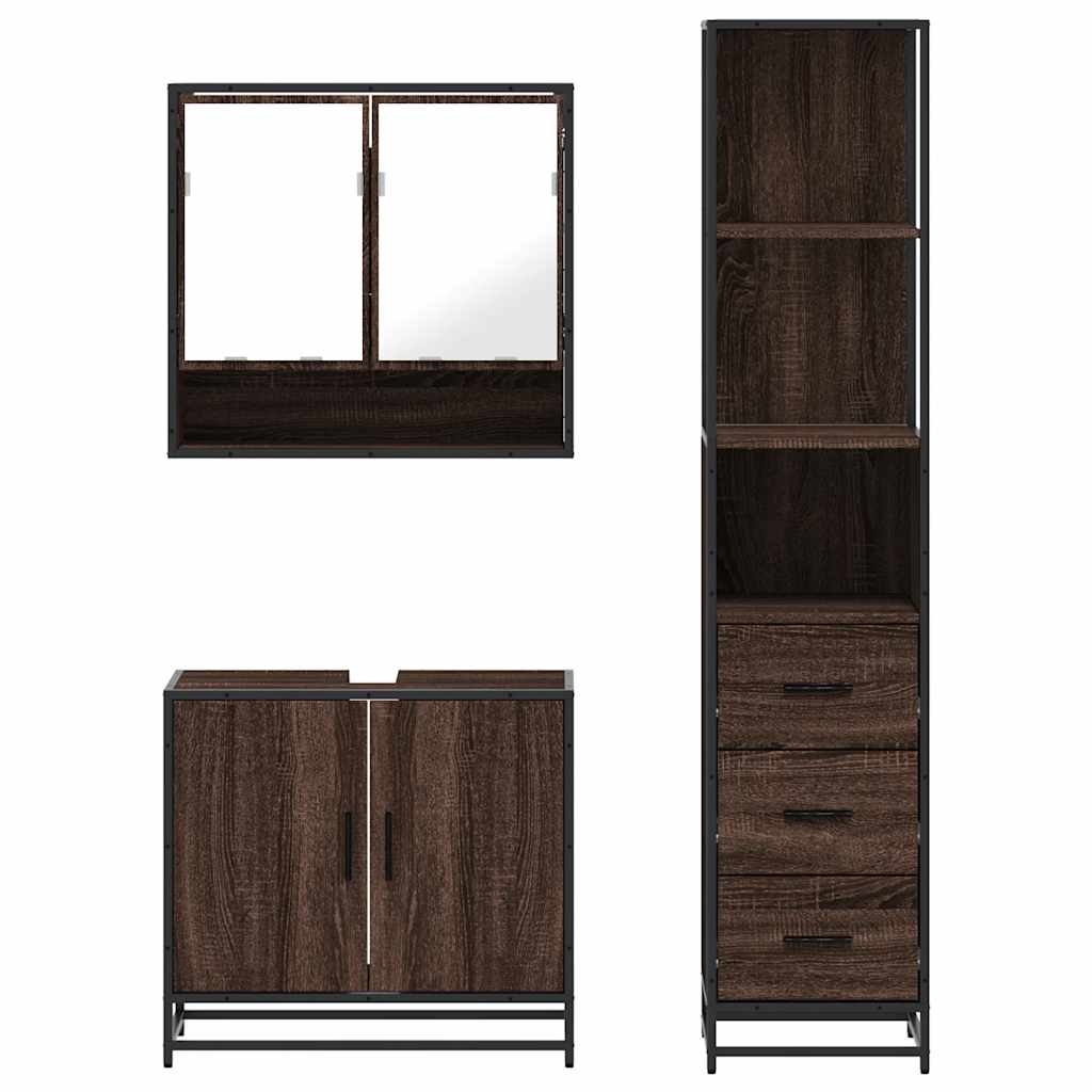 vidaXL 3-delige Badkamermeubelset bewerkt hout sonoma eikenkleurig - Aashly