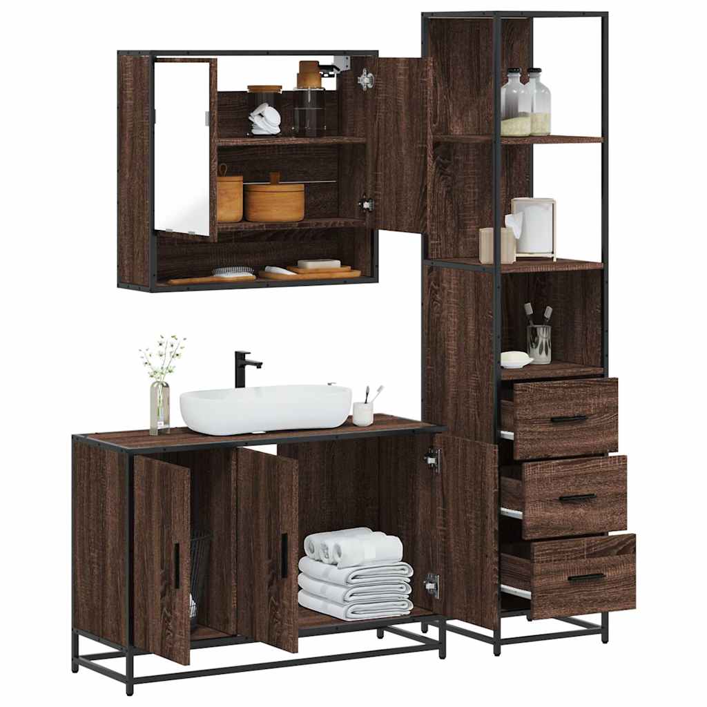 vidaXL 3-delige Badkamermeubelset bewerkt hout sonoma eikenkleurig - Aashly