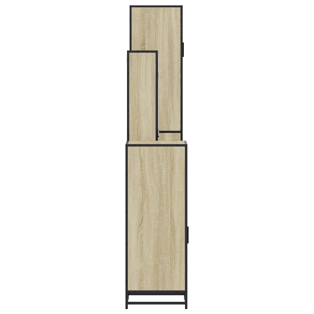 vidaXL 4-delige Badkamermeubelset bewerkt hout bruin eikenkleur - Aashly