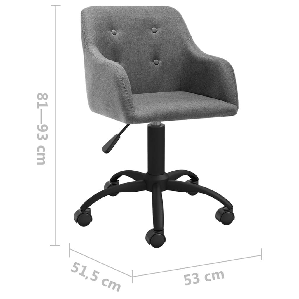 vidaXL Eetkamerstoelen draaibaar 2 st stof lichtgrijs