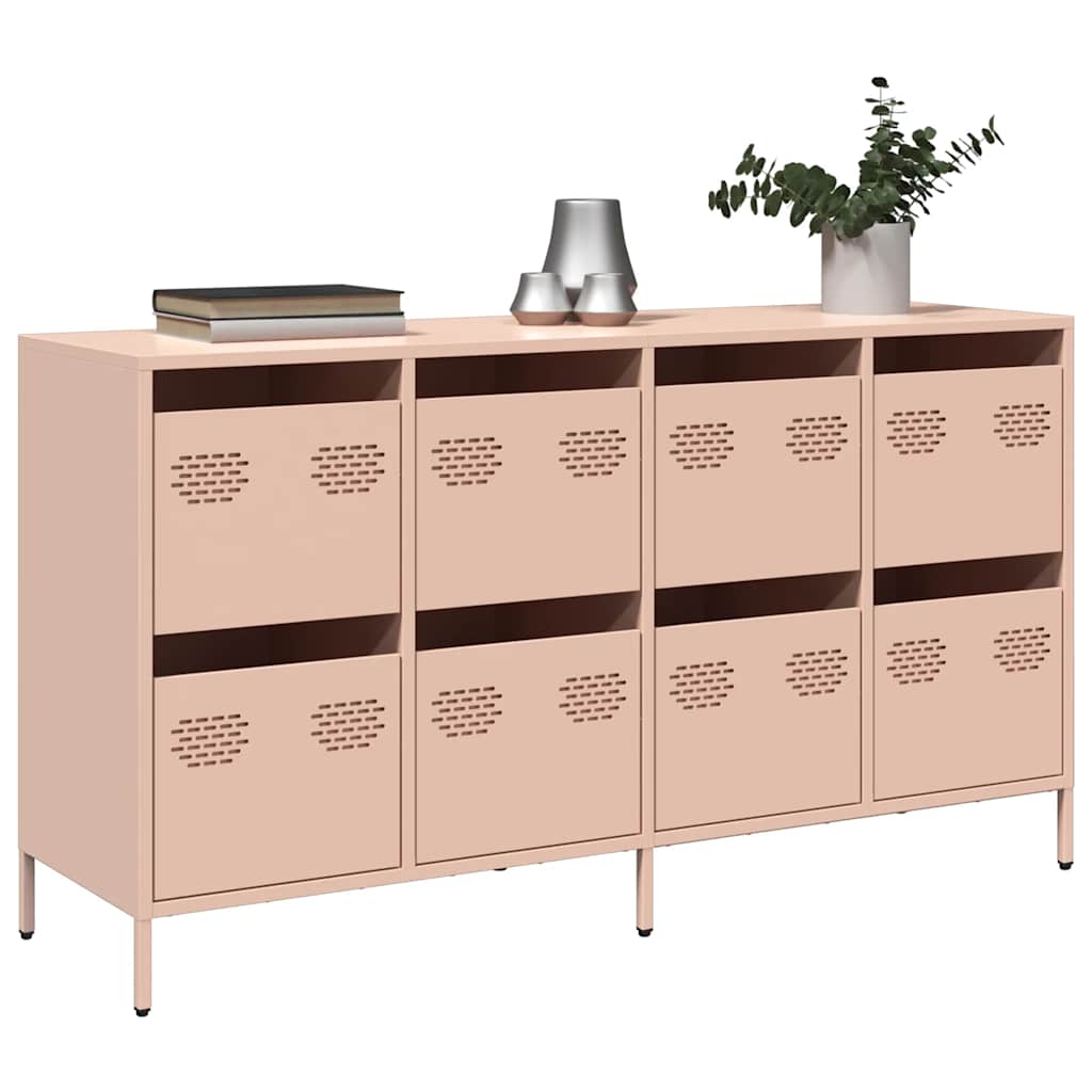 vidaXL Dressoir 135x39x73,5 cm koudgewalst staal roze - Aashly