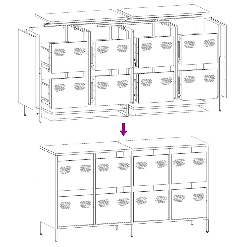 vidaXL Dressoir 135x39x73,5 cm koudgewalst staal roze - Aashly