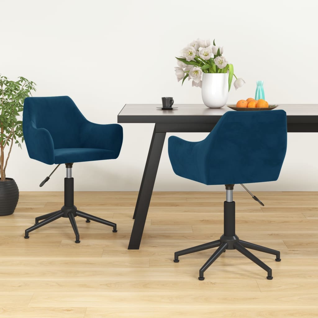 vidaXL Eetkamerstoel draaibaar fluweel blauw