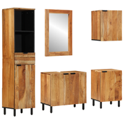 vidaXL Five-Piece Bathroom Furniture Set Brown Solid Wood Acacia