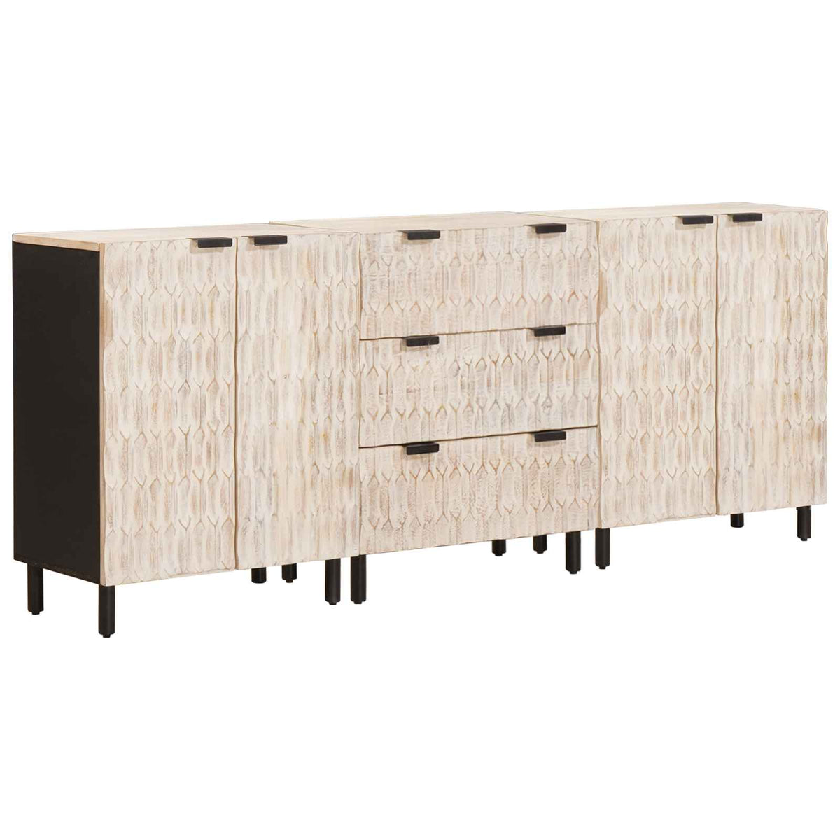 vidaXL Dressoir Witte Was Afwerking Massief Mango Hout