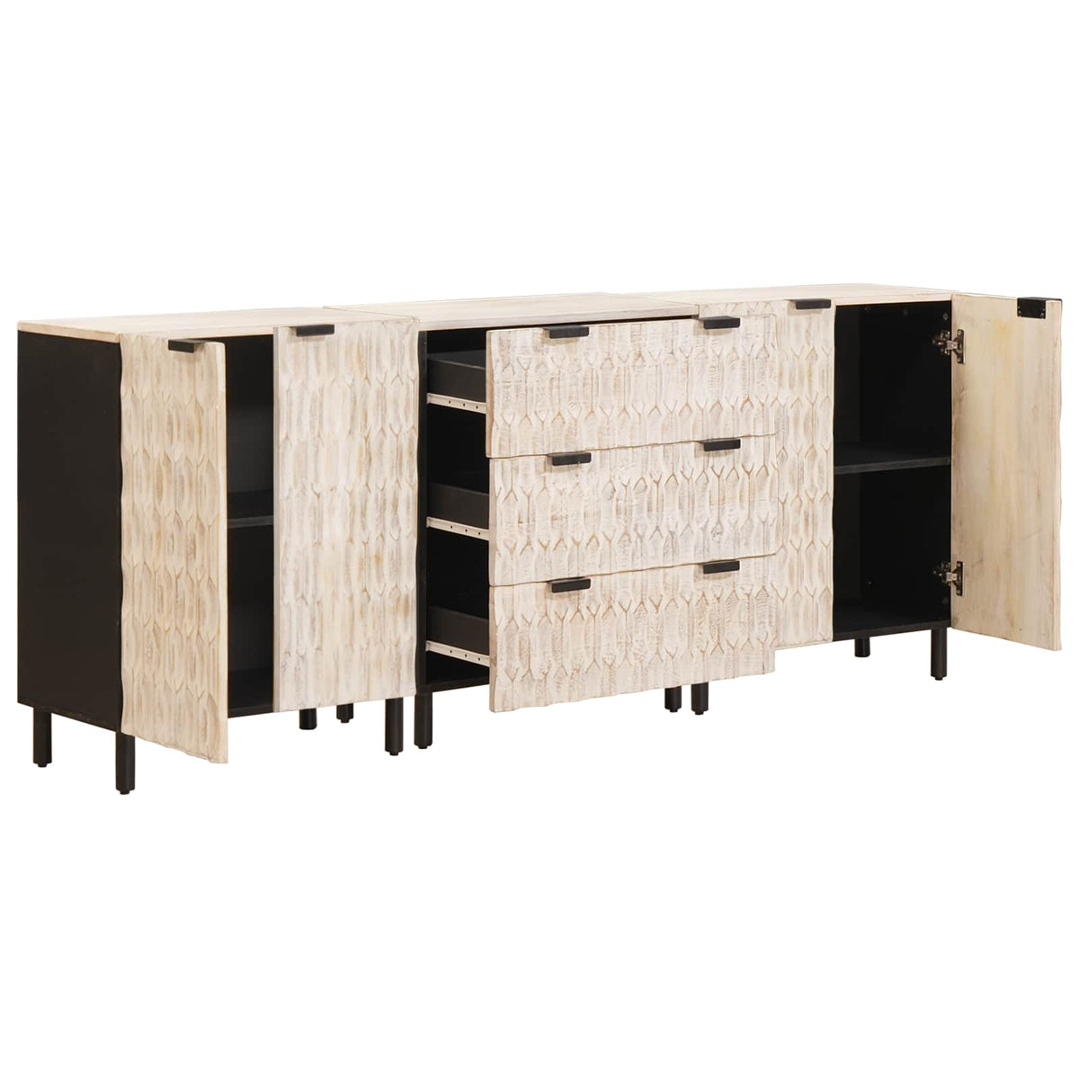 vidaXL Dressoir Witte Was Afwerking Massief Mango Hout