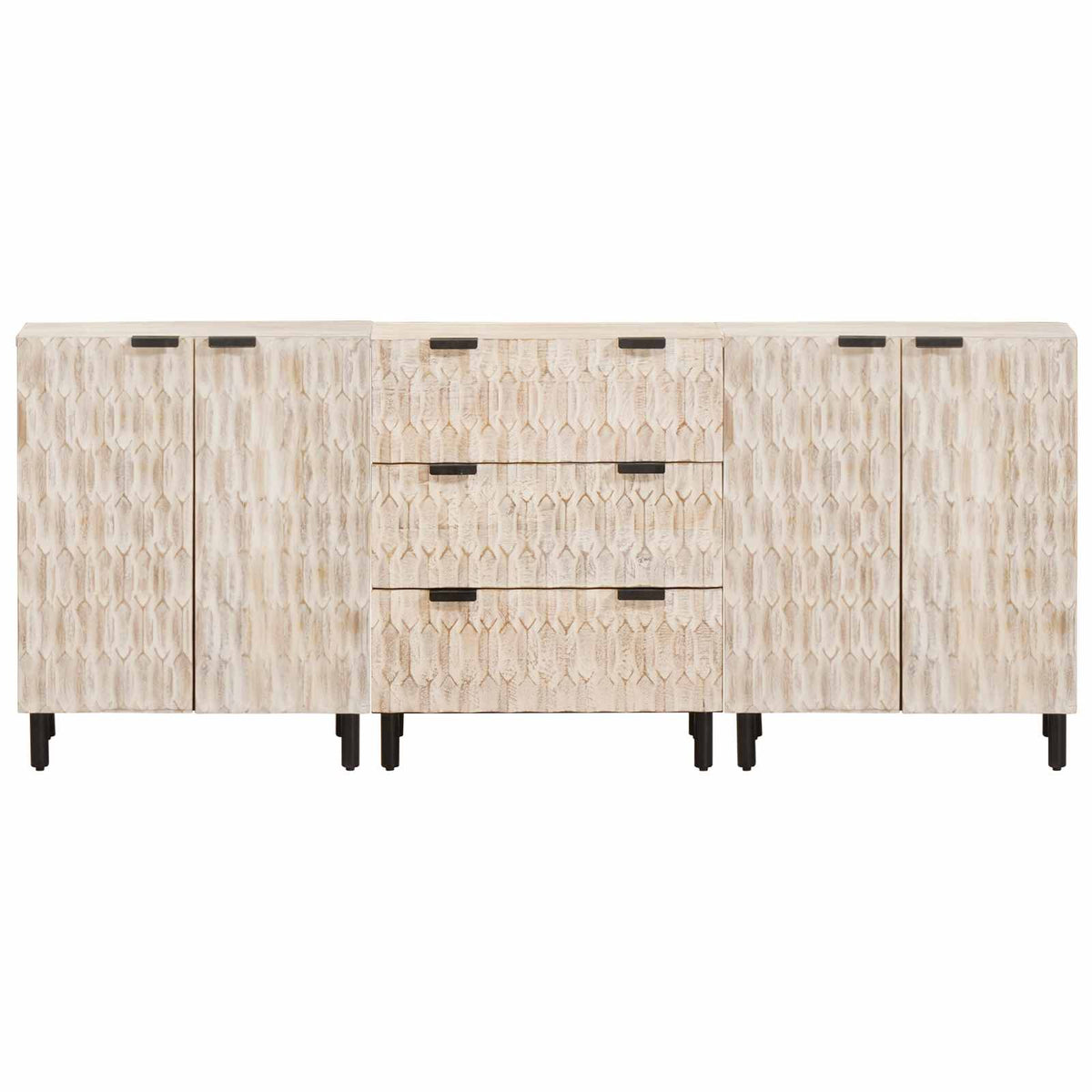 vidaXL Dressoir Witte Was Afwerking Massief Mango Hout