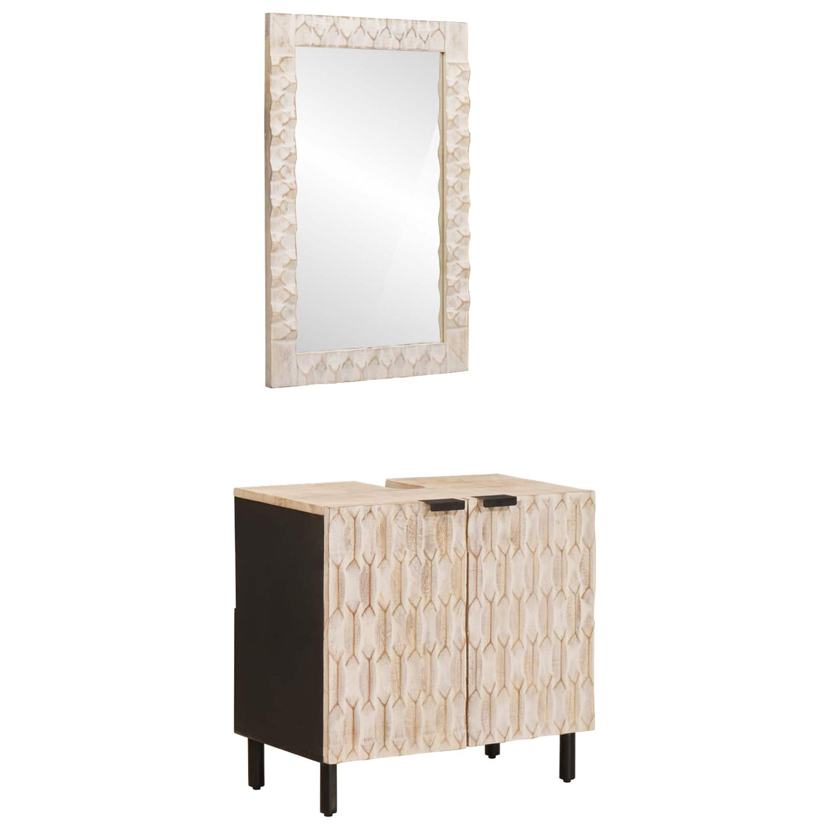 vidaXL Badkamer Sets met opslag Witte Was Afwerking Massief Mango Hout