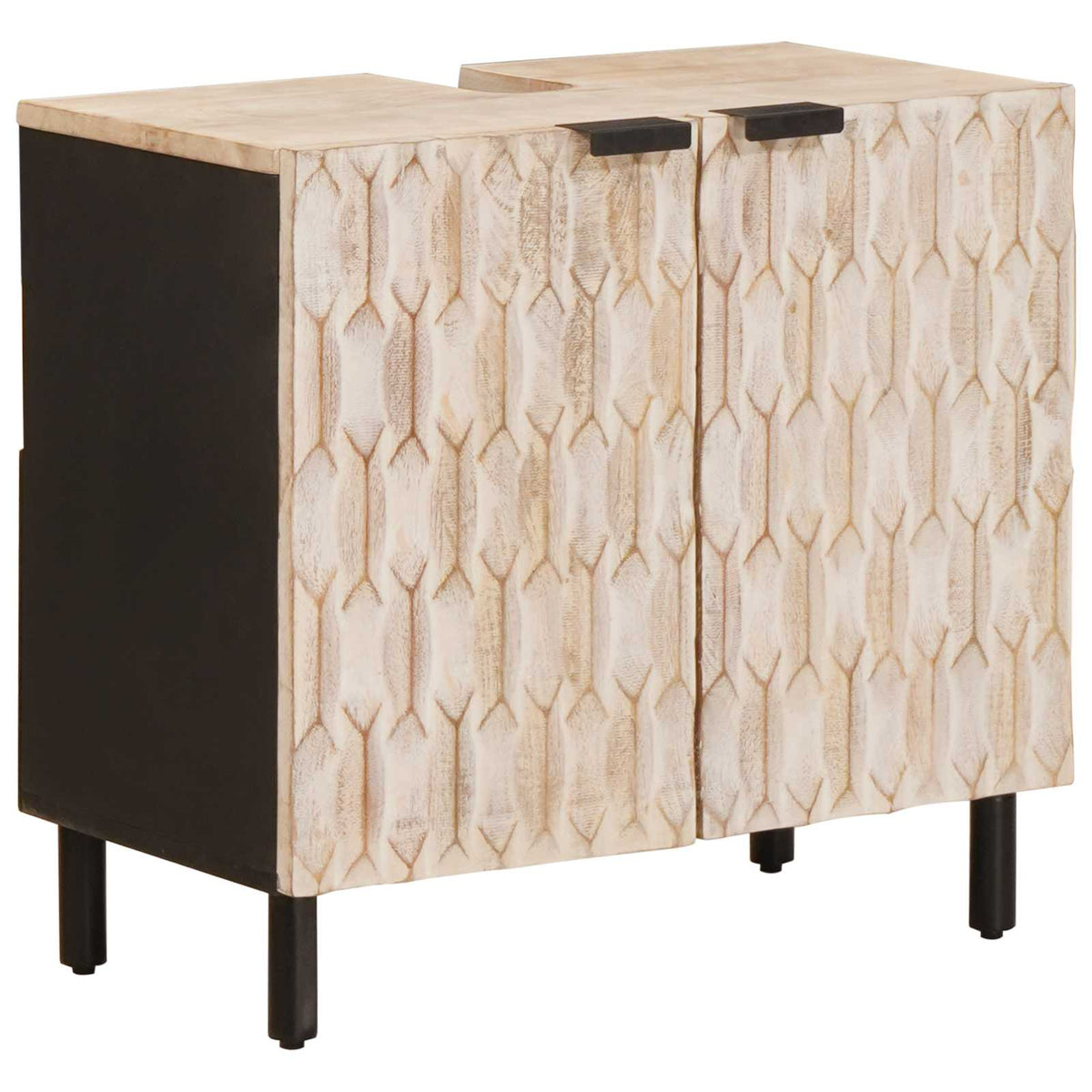 vidaXL Badkamer Sets met opslag Witte Was Afwerking Massief Mango Hout