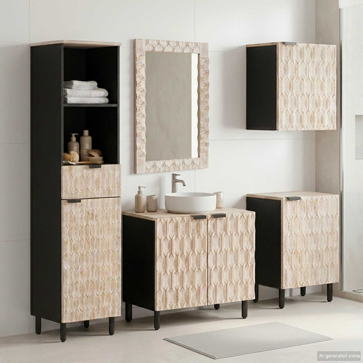 vidaXL Badkamer Sets met lade Witte Was Afwerking Massief Mango Hout