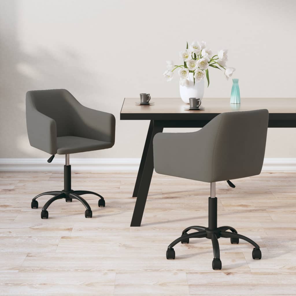 vidaXL Dining Chairs Swivel 2 pcs Velvet Dark Grey