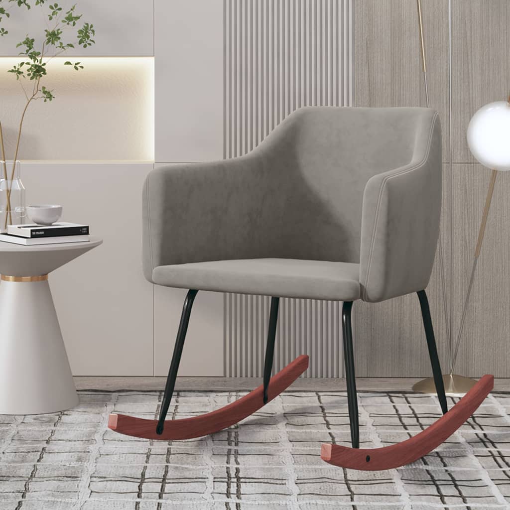 vidaXL Rocking chair velvet light gray