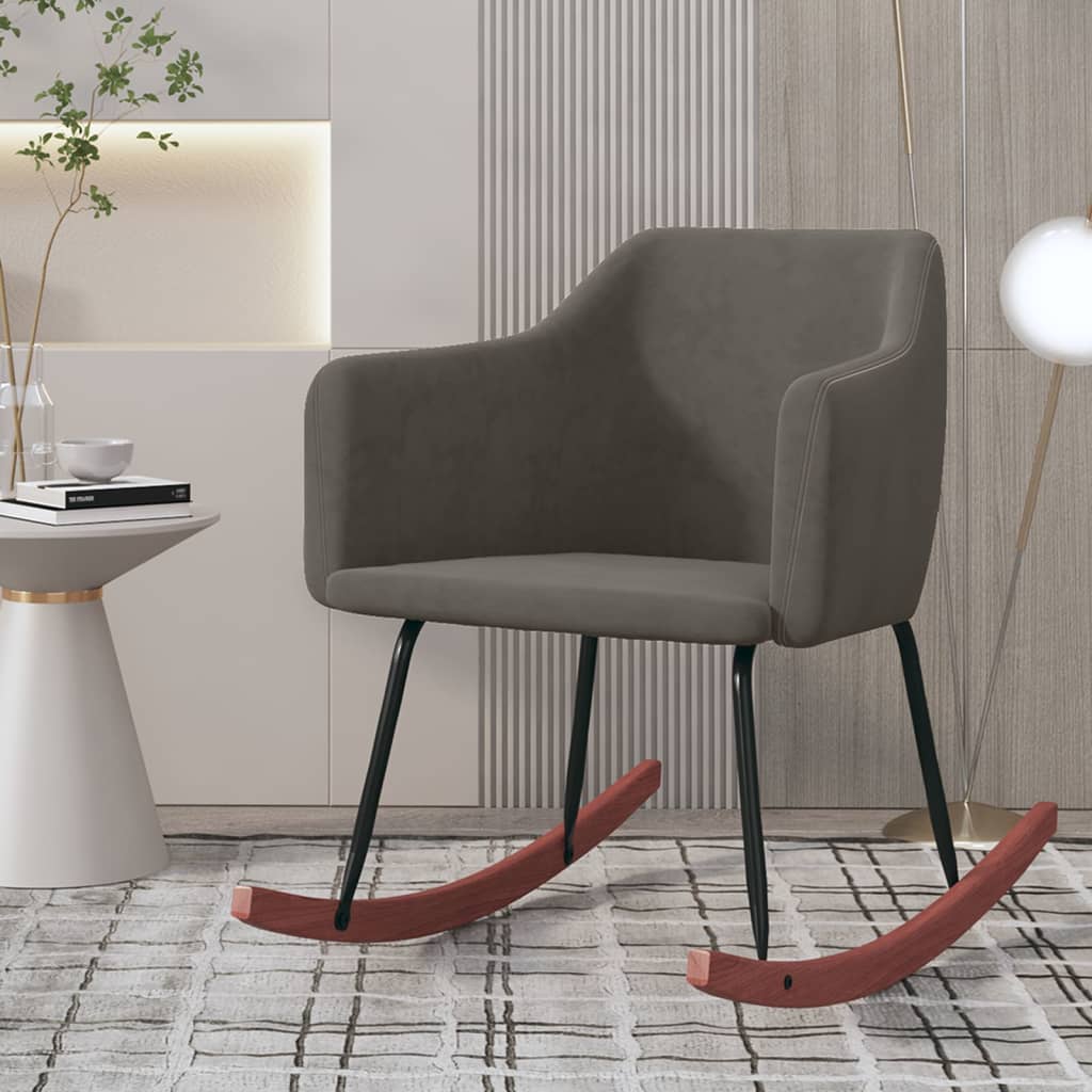 vidaXL Rocking chair velvet light gray