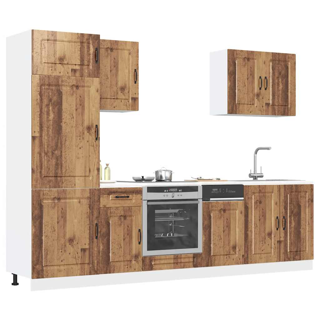 vidaXL 7-delige Keukenkastenset Kalmar bewerkt hout wit - Aashly