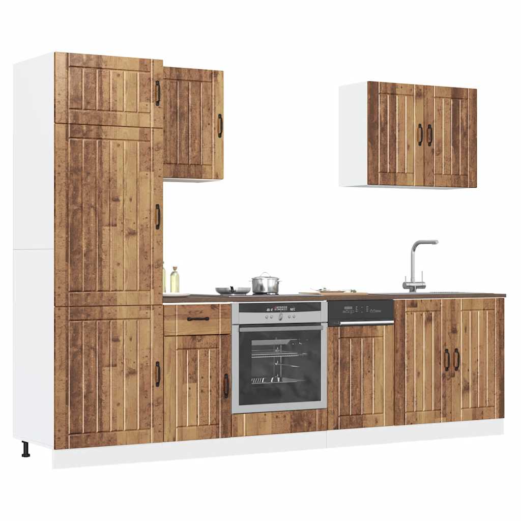 vidaXL 7-delige Keukenkastenset Lucca bewerkt hout betongrijs - Aashly