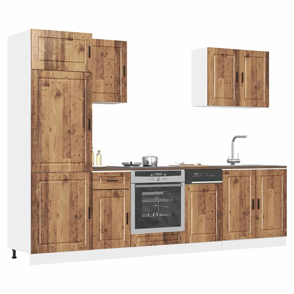 vidaXL 7-delige Keukenkastenset Porto bewerkt hout zwart - Aashly