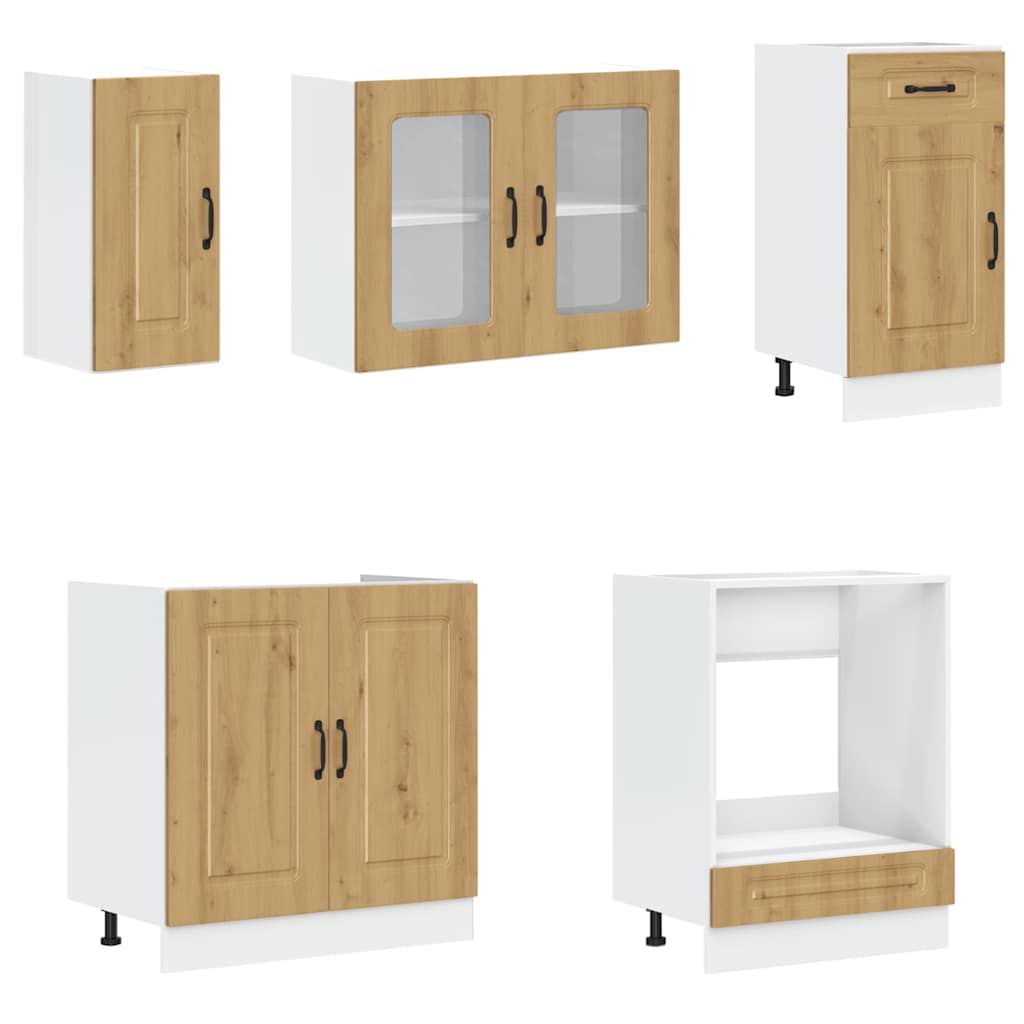 vidaXL 8-delige Keukenkastenset Kalmar bewerkt hout sonoma eikenkleur - Aashly
