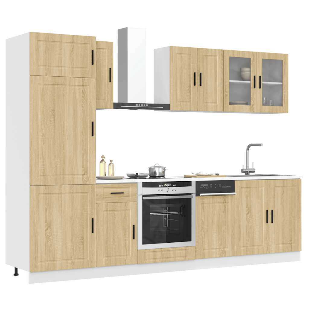 vidaXL 8-delige Keukenkastenset Porto bewerkt hout zwart - Aashly