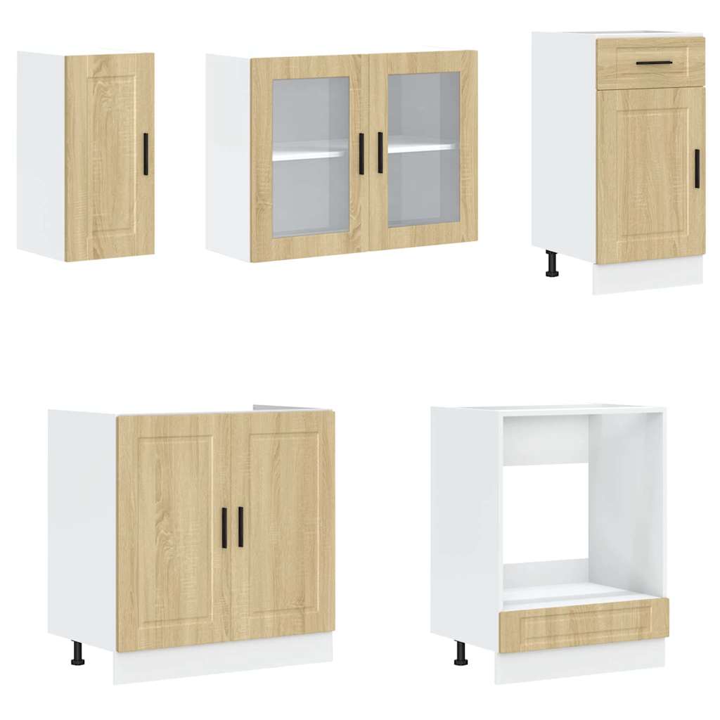 vidaXL 8-delige Keukenkastenset Porto bewerkt hout zwart - Aashly