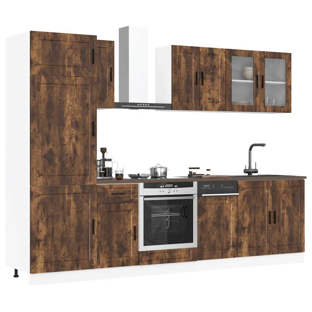 vidaXL 8-delige Keukenkastenset Porto bewerkt hout zwart - Aashly