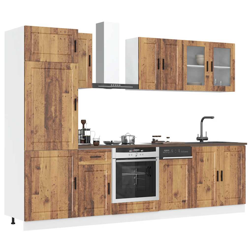 vidaXL 8-delige Keukenkastenset Porto bewerkt hout zwart - Aashly