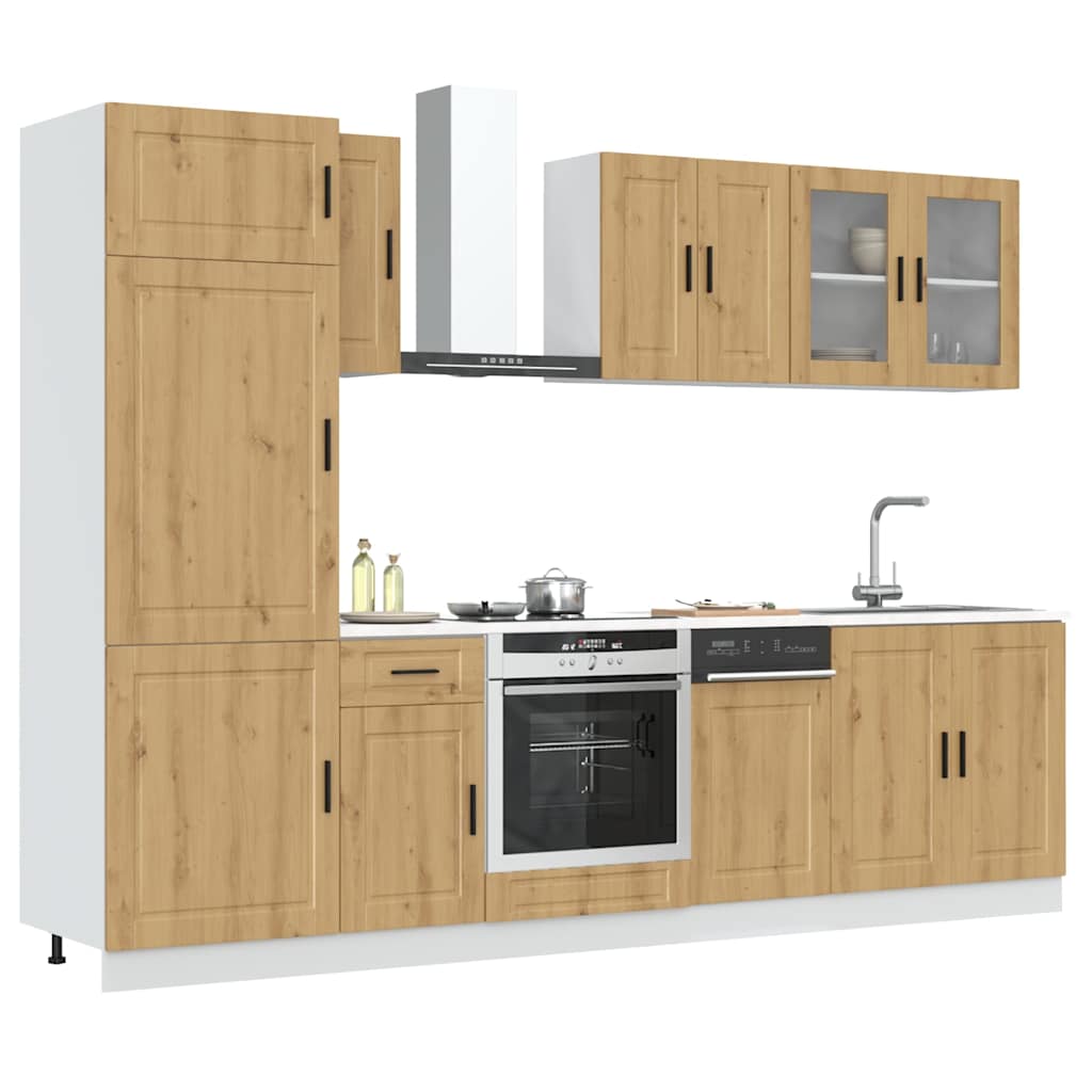 vidaXL 8-delige Keukenkastenset Porto bewerkt hout zwart - Aashly