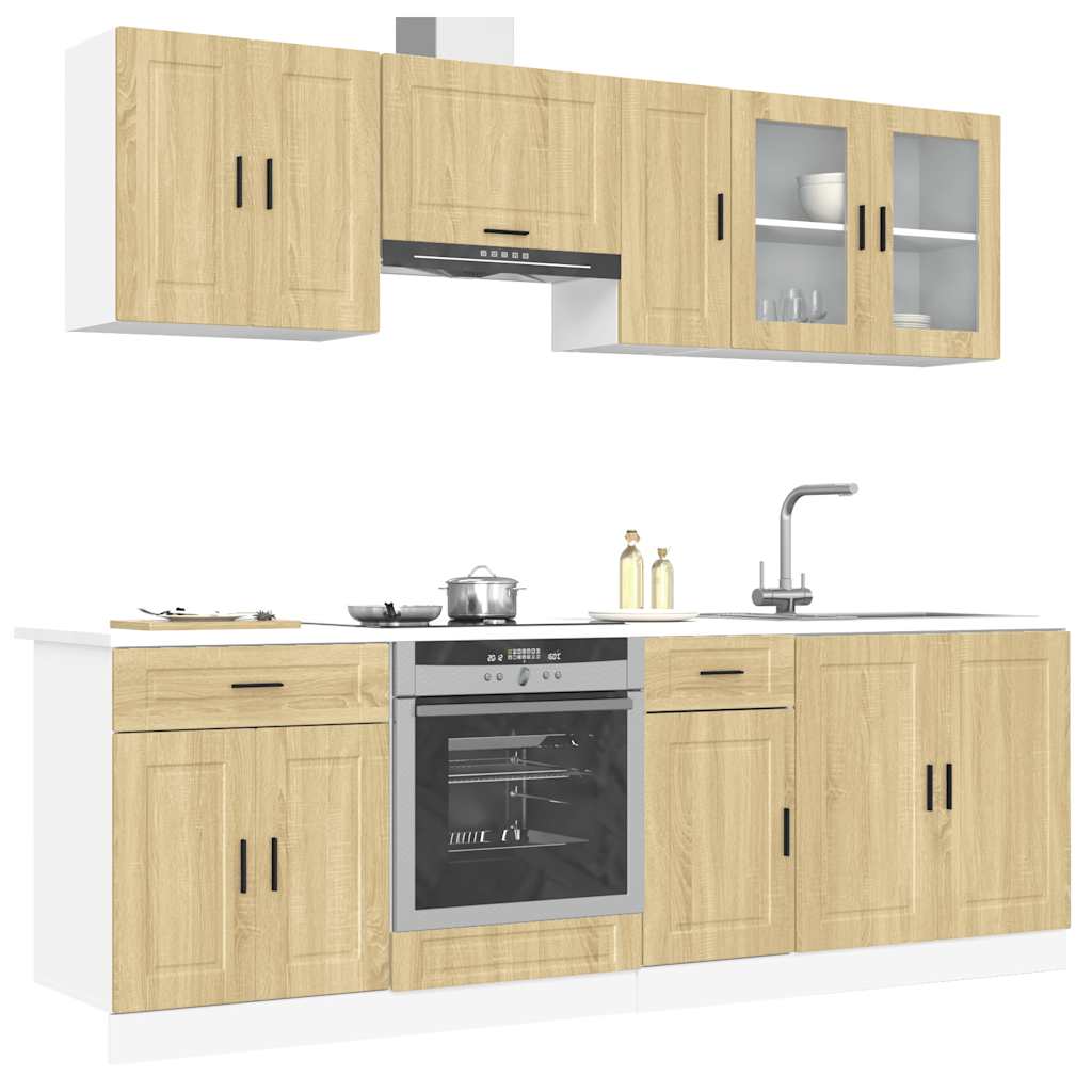 vidaXL 8-delige Keukenkastenset Porto bewerkt hout sonoma eikenkleur - Aashly