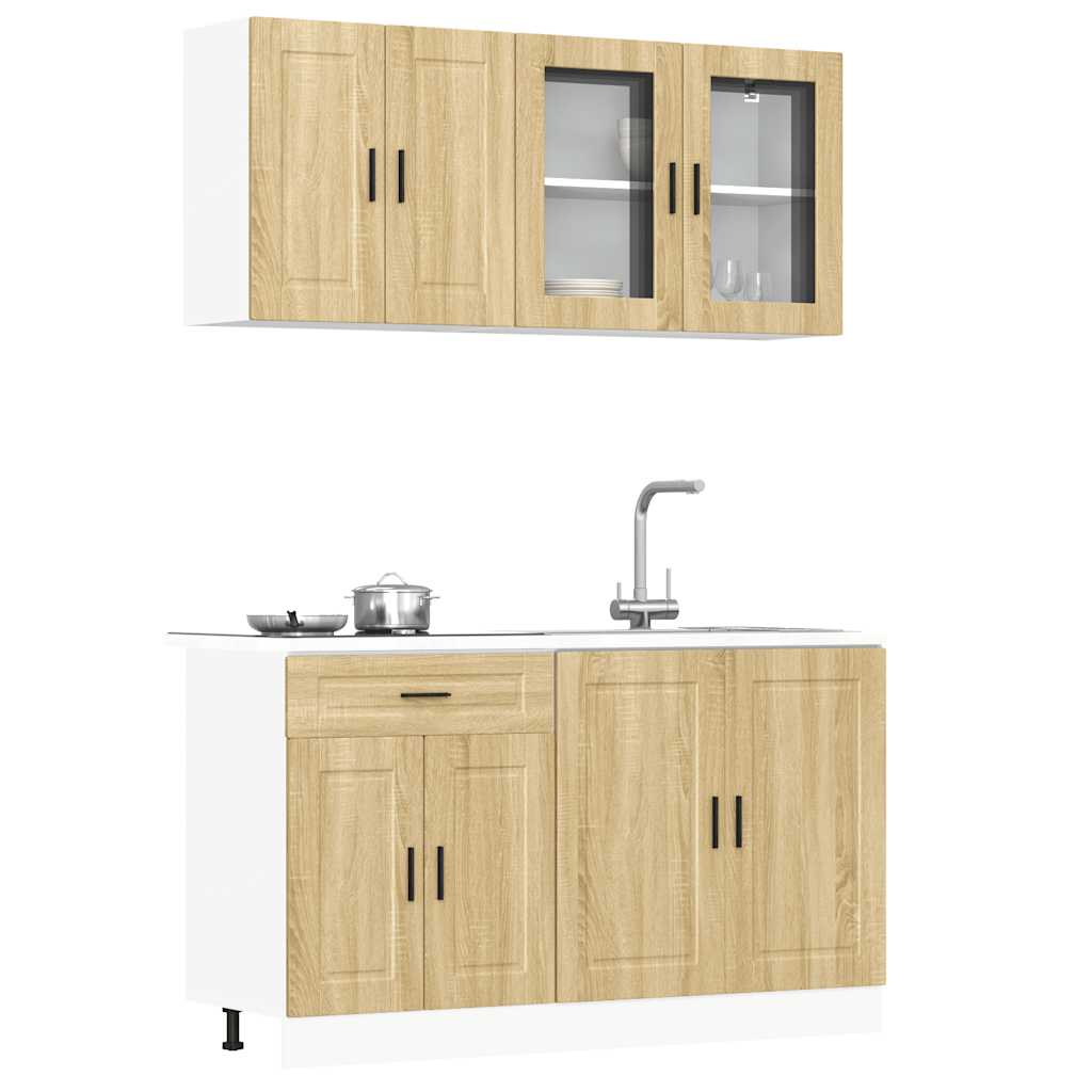 vidaXL 4-delige Keukenkastenset Porto bewerkt hout wit - Aashly