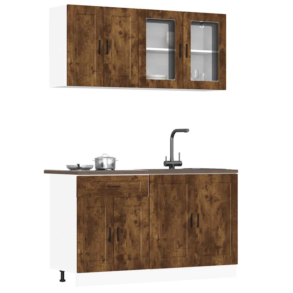 vidaXL 4-delige Keukenkastenset Porto bewerkt hout wit - Aashly