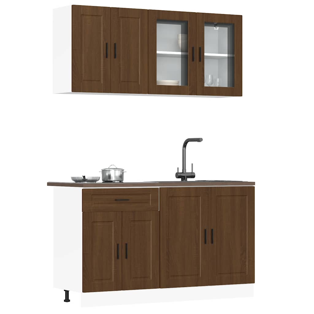 vidaXL 4-delige Keukenkastenset Porto bewerkt hout wit - Aashly
