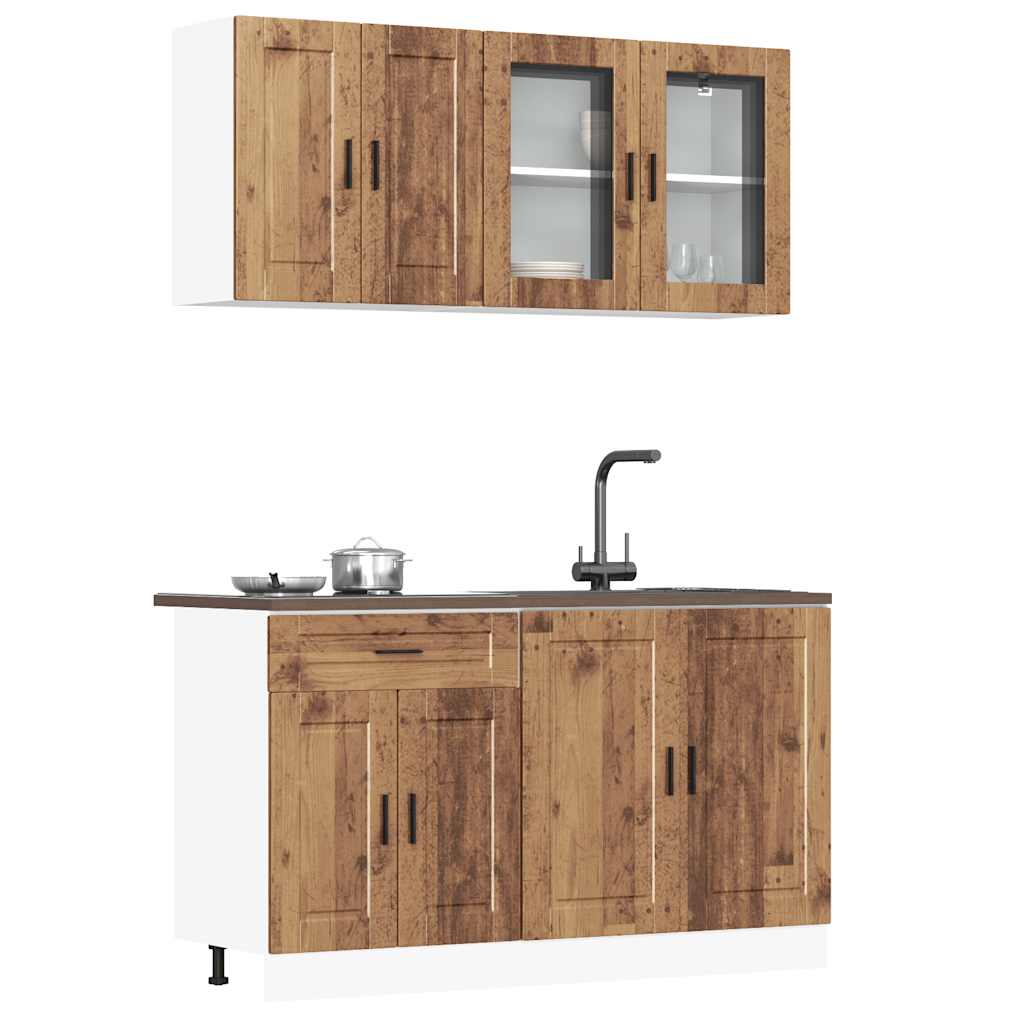 vidaXL 4-delige Keukenkastenset Porto bewerkt hout wit - Aashly