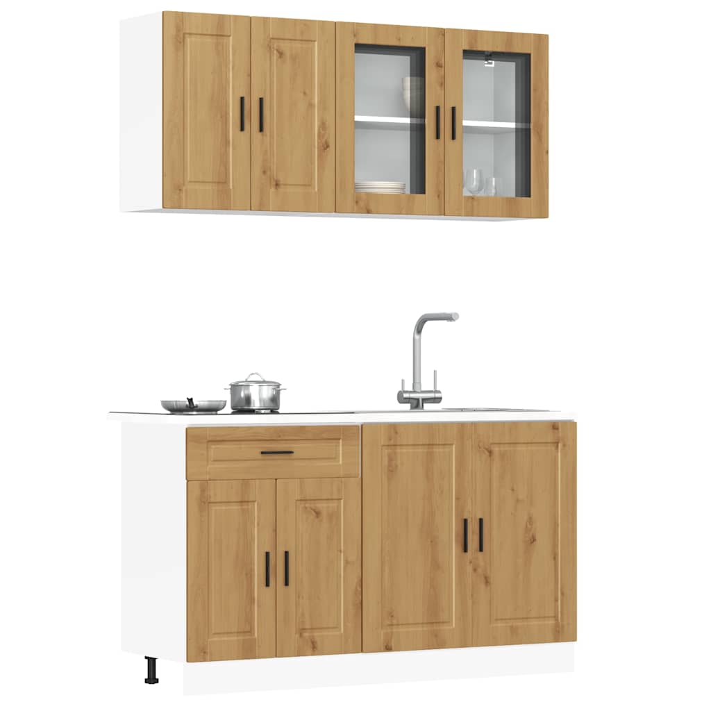 vidaXL 4-delige Keukenkastenset Porto bewerkt hout wit - Aashly