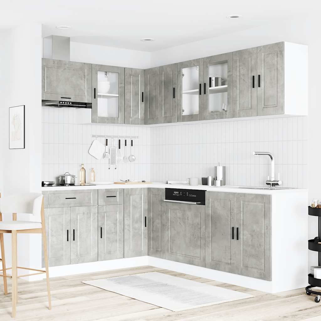 vidaXL 11-delige Keukenkastenset Porto bewerkt hout glanzend wit - Aashly