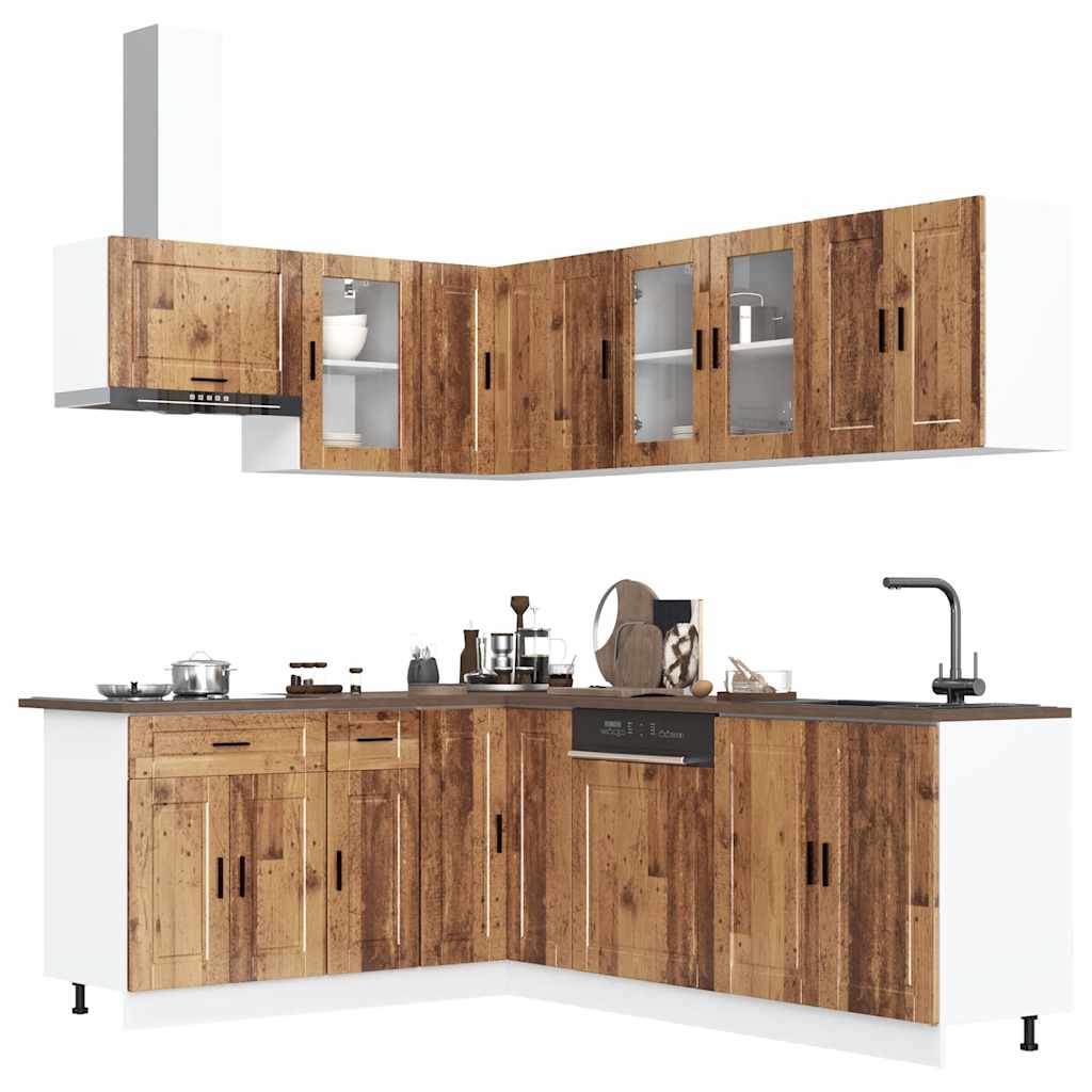 vidaXL 11-delige Keukenkastenset Porto bewerkt hout glanzend wit - Aashly