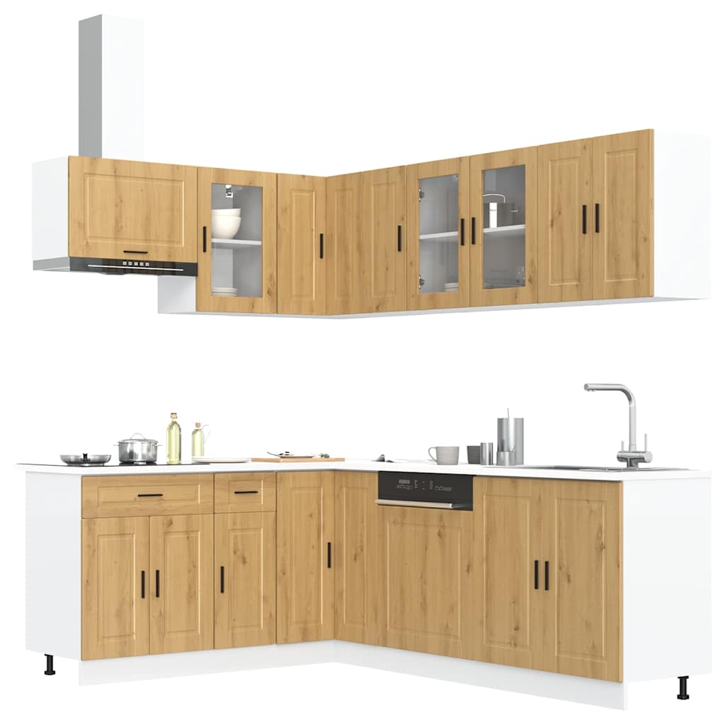 vidaXL 11-delige Keukenkastenset Porto bewerkt hout glanzend wit - Aashly