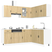 vidaXL 11-delige Keukenkastenset Porto bewerkt hout zwart - Aashly