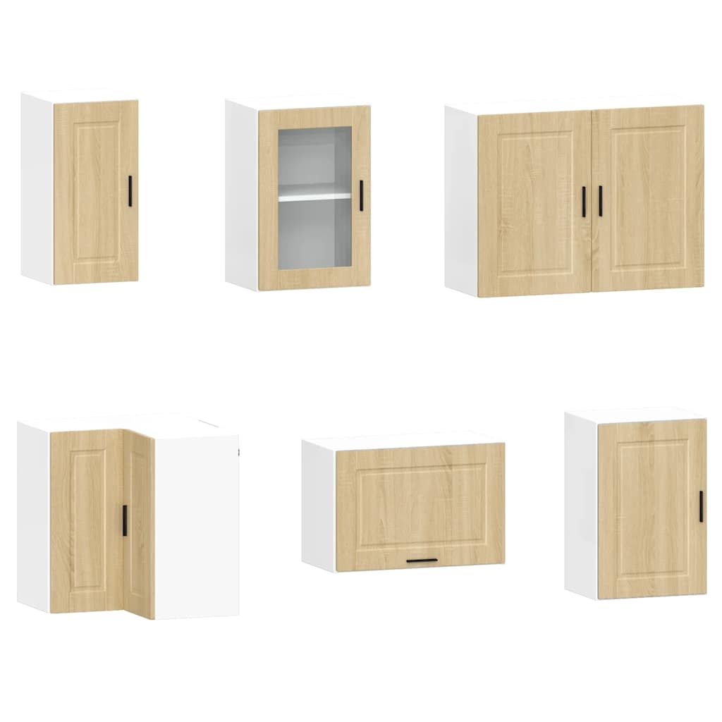 vidaXL 11-delige Keukenkastenset Porto bewerkt hout zwart - Aashly